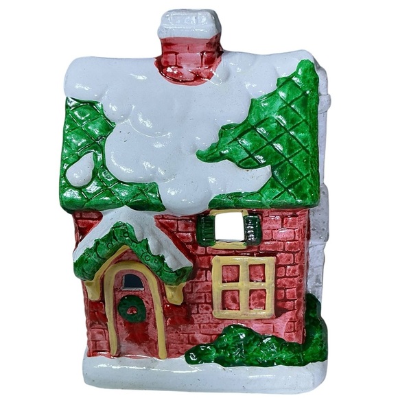 Christmas Village Vintage Candle Burner Holders Schoolhouse Home Set of 2 - Picture 11 of 16